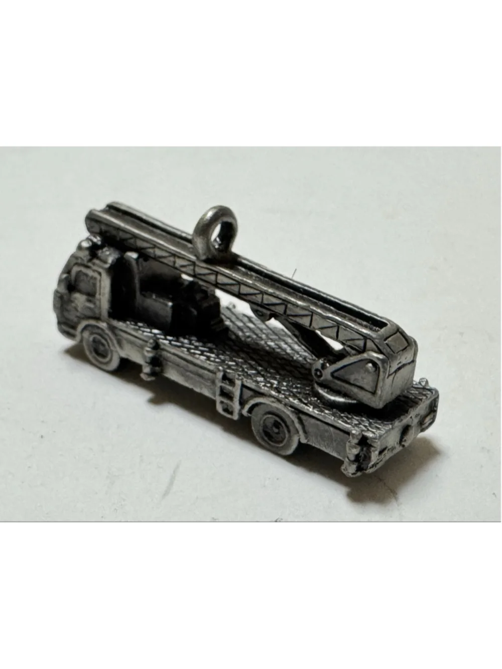 Vintage Pewter Construction Crane / Fire Truck Charm 2” long